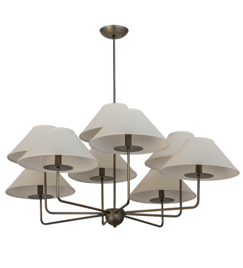 Meyda Lighting Annacostia 42" 9-Light Antique Brass Chandelier With White Fabric Shade