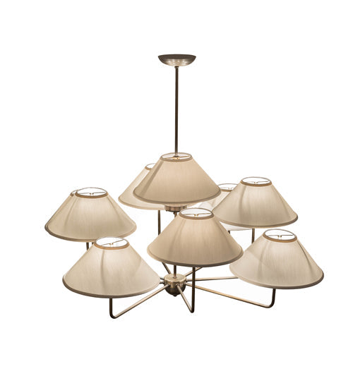 Meyda Lighting Annacostia 42" 9-Light Antique Brass Chandelier With White Fabric Shade