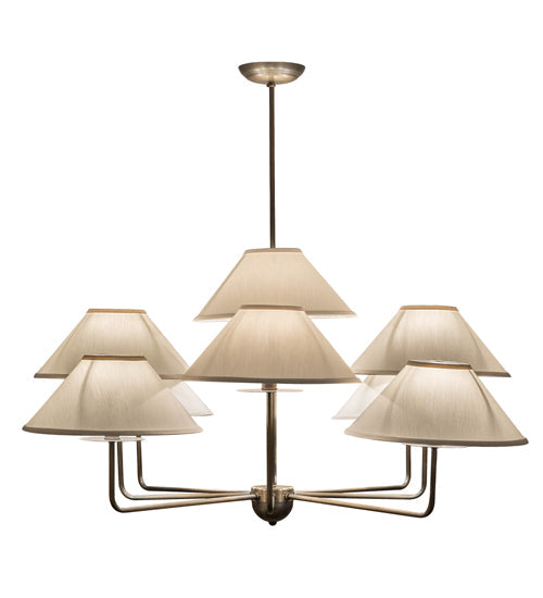 Meyda Lighting Annacostia 42" 9-Light Antique Brass Chandelier With White Fabric Shade
