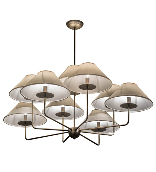 Meyda Lighting Annacostia 42" 9-Light Antique Brass Chandelier With White Fabric Shade