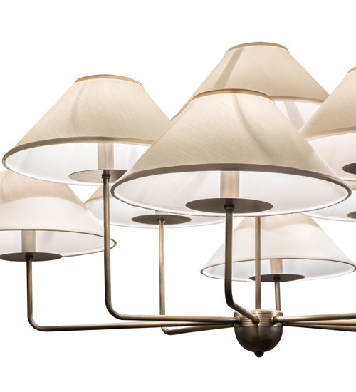Meyda Lighting Annacostia 42" 9-Light Antique Brass Chandelier With White Fabric Shade