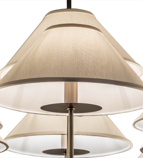 Meyda Lighting Annacostia 42" 9-Light Antique Brass Chandelier With White Fabric Shade