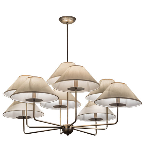 Meyda Lighting Annacostia 42" 9-Light Antique Brass Chandelier With White Fabric Shade