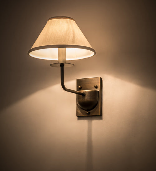Meyda Lighting Annacostia 8" Antique Brass Wall Sconce With White Fabric Shade