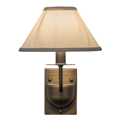 Meyda Lighting Annacostia 8" Antique Brass Wall Sconce With White Fabric Shade