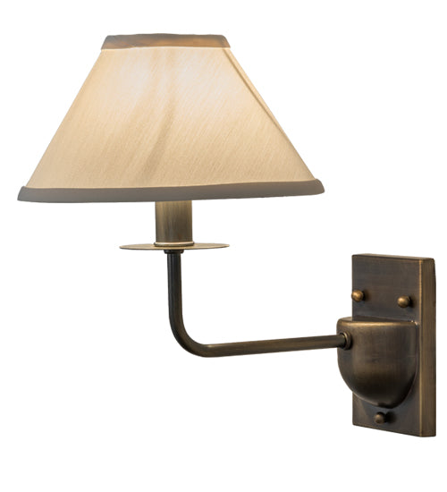 Meyda Lighting Annacostia 8" Antique Brass Wall Sconce With White Fabric Shade