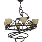 Meyda Lighting Anneau 29" 6-Light Timeless Bronze Chandelier With Beige Quartz Shade Glass