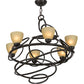 Meyda Lighting Anneau 29" 6-Light Timeless Bronze Chandelier With Beige Quartz Shade Glass
