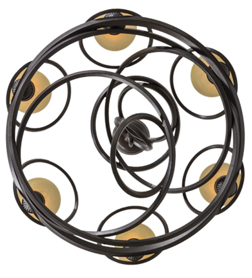 Meyda Lighting Anneau 29" 6-Light Timeless Bronze Chandelier With Beige Quartz Shade Glass