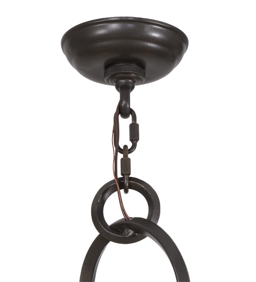 Meyda Lighting Anneau 29" 6-Light Timeless Bronze Chandelier With Beige Quartz Shade Glass