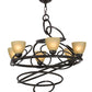 Meyda Lighting Anneau 29" 6-Light Timeless Bronze Chandelier With Beige Quartz Shade Glass