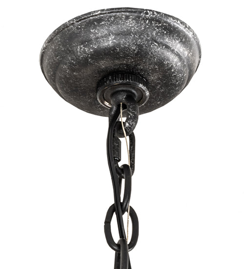 Meyda Lighting Antencio 12" 3-Light Gunmetal Pendant Light With Clear Seeded Shade Glass