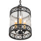 Meyda Lighting Antencio 12" 3-Light Gunmetal Pendant Light With Clear Seeded Shade Glass