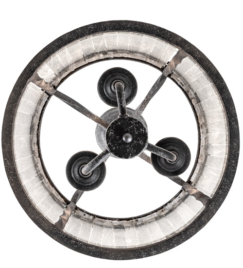 Meyda Lighting Antencio 12" 3-Light Gunmetal Pendant Light With Clear Seeded Shade Glass
