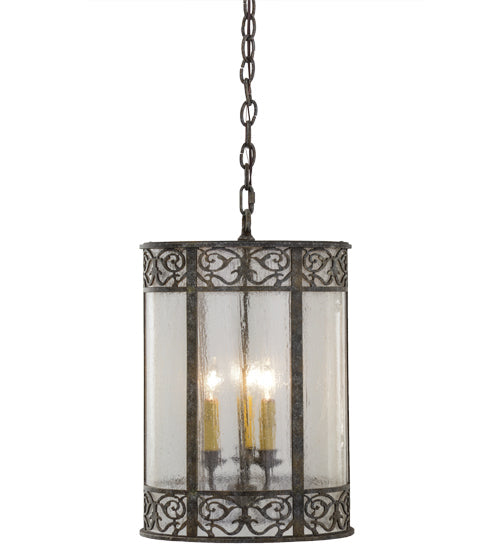 Meyda Lighting Antencio 14" 3-Light Ash Pendant Light With Clear Seeded Shade Glass