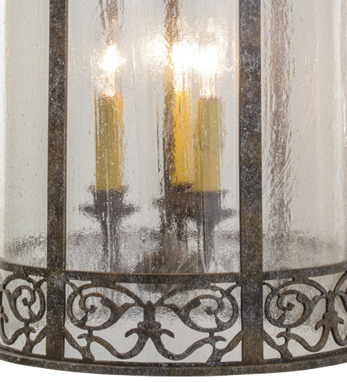 Meyda Lighting Antencio 14" 3-Light Ash Pendant Light With Clear Seeded Shade Glass