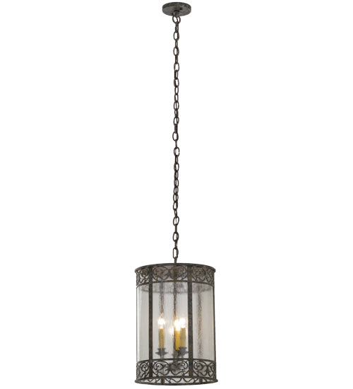 Meyda Lighting Antencio 14" 3-Light Ash Pendant Light With Clear Seeded Shade Glass