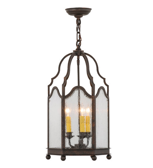 Meyda Lighting Antencio 155286 12" 3-Light Gilded Tobacco Pendant Light With Clear Seeded Shade Glass