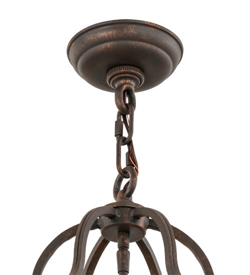 Meyda Lighting Antencio 155286 12" 3-Light Gilded Tobacco Pendant Light With Clear Seeded Shade Glass