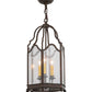 Meyda Lighting Antencio 155286 12" 3-Light Gilded Tobacco Pendant Light With Clear Seeded Shade Glass