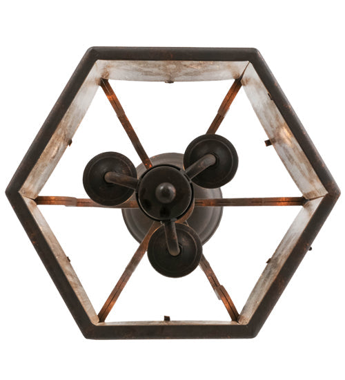 Meyda Lighting Antencio 155287 12" 3-Light Gilded Tobacco Pendant Light With Clear Seeded Shade Glass