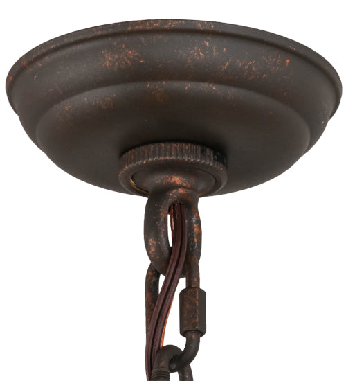 Meyda Lighting Antencio 155287 12" 3-Light Gilded Tobacco Pendant Light With Clear Seeded Shade Glass