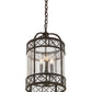 Meyda Lighting Antencio 155291 12" 3-Light Gilded Tobacco Pendant Light With Clear Seeded Shade Glass