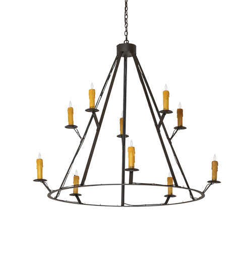 Meyda Lighting Anthracite 54" 10-Light Oil Rubbed Bronze Chandelier With Ivory Faux Candlelight