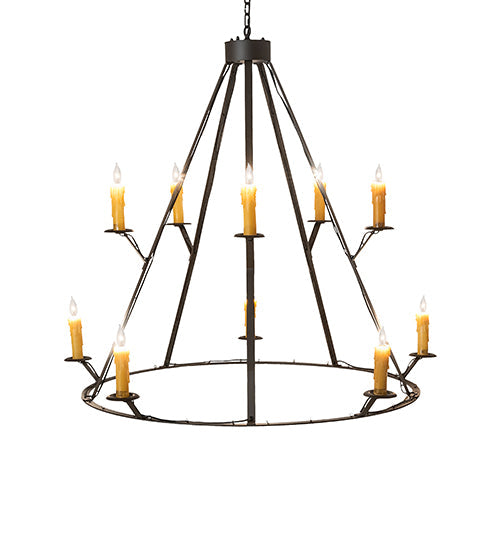 Meyda Lighting Anthracite 54" 10-Light Oil Rubbed Bronze Chandelier With Ivory Faux Candlelight