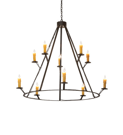Meyda Lighting Anthracite 54" 10-Light Oil Rubbed Bronze Chandelier With Ivory Faux Candlelight