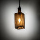 Meyda Lighting Antique 4" Solar Black Pendant Light With Amber Bottle Shade Glass