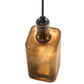 Meyda Lighting Antique 4" Solar Black Pendant Light With Amber Bottle Shade Glass