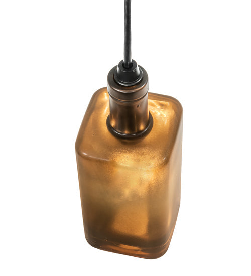 Meyda Lighting Antique 4" Solar Black Pendant Light With Amber Bottle Shade Glass