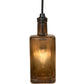 Meyda Lighting Antique 4" Solar Black Pendant Light With Amber Bottle Shade Glass
