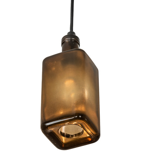 Meyda Lighting Antique 4" Solar Black Pendant Light With Amber Bottle Shade Glass