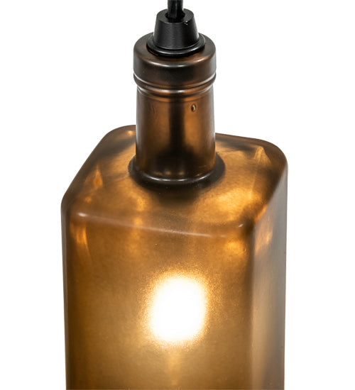 Meyda Lighting Antique 4" Solar Black Pendant Light With Amber Bottle Shade Glass