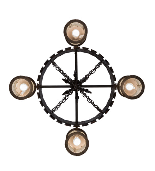Meyda Lighting Antique Gothic 40" 4-Light Gothic Gold Chandelier With Clear Granite Shade Glass