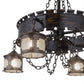 Meyda Lighting Antique Gothic 40" 4-Light Gothic Gold Chandelier With Clear Granite Shade Glass