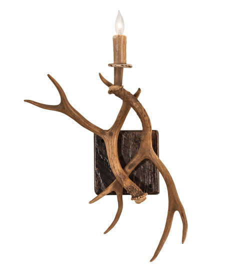 Meyda Lighting Antlers 14" Natural Antler Elk & Mule Deer Wall Sconce