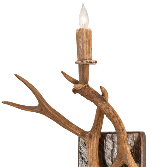 Meyda Lighting Antlers 14" Natural Antler Elk & Mule Deer Wall Sconce