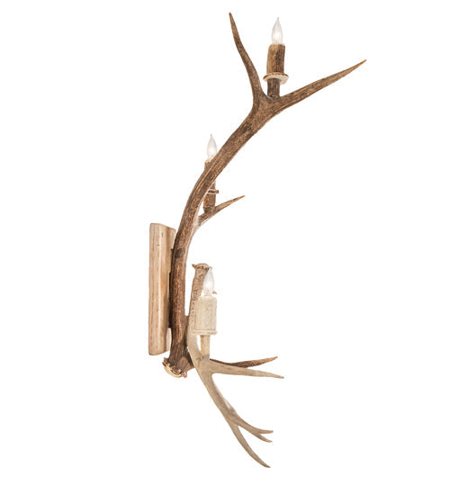 Meyda Lighting Antlers 18" 3-Light Elk & Mule Deer Right Wall Sconce