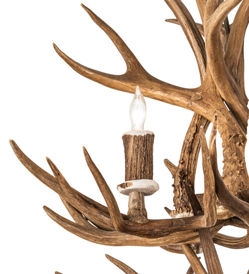 Meyda Lighting Antlers 20" 6-Light 2-Tier Antique Copper Chandelier With Natural Antler Shade