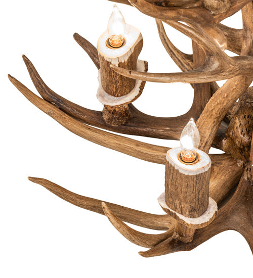 Meyda Lighting Antlers 20" 6-Light 2-Tier Antique Copper Chandelier With Natural Antler Shade