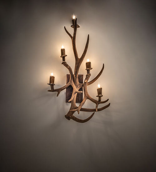 Meyda Lighting Antlers 21" 5-Light Elk & Mule Deer Wall Sconce