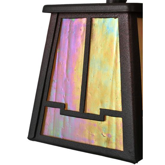 Meyda Lighting Antlers 24" 2-Light Rust Over Wrought Iron Fallow Deer Wall Sconce With Beige Iridescent Shade Glass