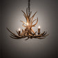 Meyda Lighting Antlers 29" 4-Light Mahogany Bronze Mule Deer Chandelier