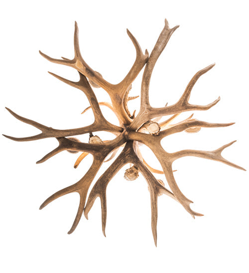 Meyda Lighting Antlers 29" 4-Light Mahogany Bronze Mule Deer Chandelier
