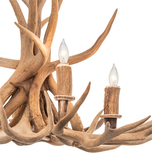 Meyda Lighting Antlers 29" 4-Light Mahogany Bronze Mule Deer Chandelier