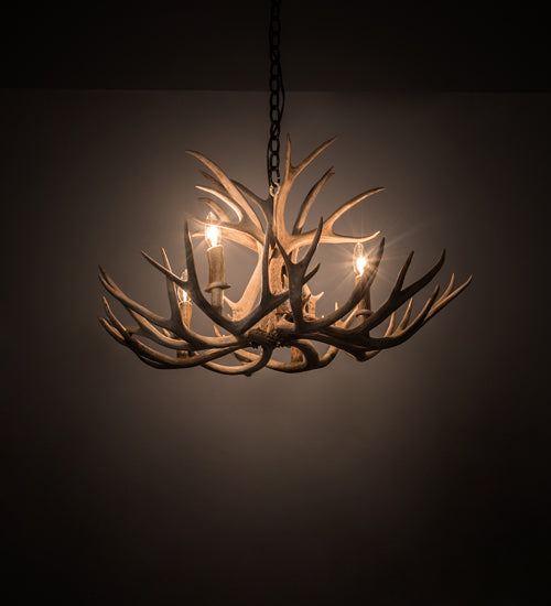Meyda Lighting Antlers 30" 4-Light Antique Copper Mule Deer Chandelier