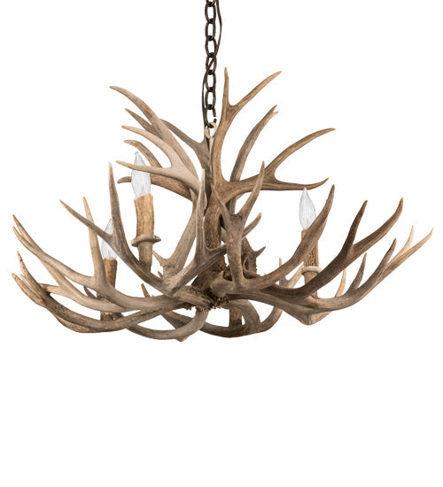 Meyda Lighting Antlers 30" 4-Light Antique Copper Mule Deer Chandelier